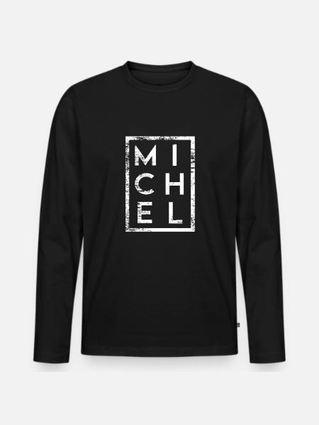 Michel Minimalismus - Männer Premium Bio Langarmshirt - Schwarz