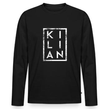 Minimalisme Kilian - T-shirt manches longues Premium bio Homme - noir - Devant - Nico (187cm)