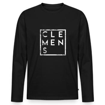 Clemens Minimalism - Men's Premium Organic Long Sleeve Shirt - black - Front - Nico (187cm)