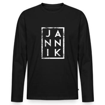 Jannik Minimalismus - Männer Premium Bio Langarmshirt - Schwarz - Vorne - Nico (187cm)