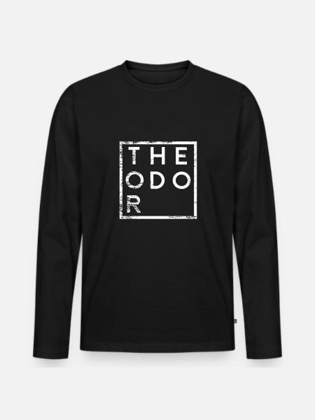 Theodor Minimalismus - Männer Premium Bio Langarmshirt - Schwarz