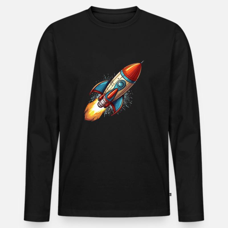 Rocket in comic style - Men's Premium Organic Long Sleeve Shirt - black