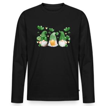 Gnome Irish Lucky Beer Drinking - Männer Premium Bio Langarmshirt - Schwarz - Vorne - Nico (187cm)