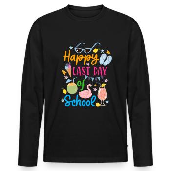 Happy Last Day of School Summer Break - Men's Premium Organic Long Sleeve Shirt - black - Front - Nico (187cm)