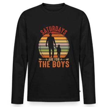 Saturdays Are For The Boys Vintage Retro - Men's Premium Organic Long Sleeve Shirt - black - Front - Nico (187cm)