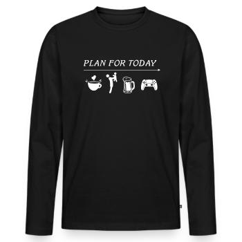 Plan For Today Funny Coffee - Men's Premium Organic Long Sleeve Shirt - black - Front - Nico (187cm)