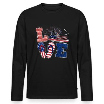 Pontoon Boat America Flip Flops Été - T-shirt manches longues Premium bio Homme - noir - Devant - Nico (187cm)