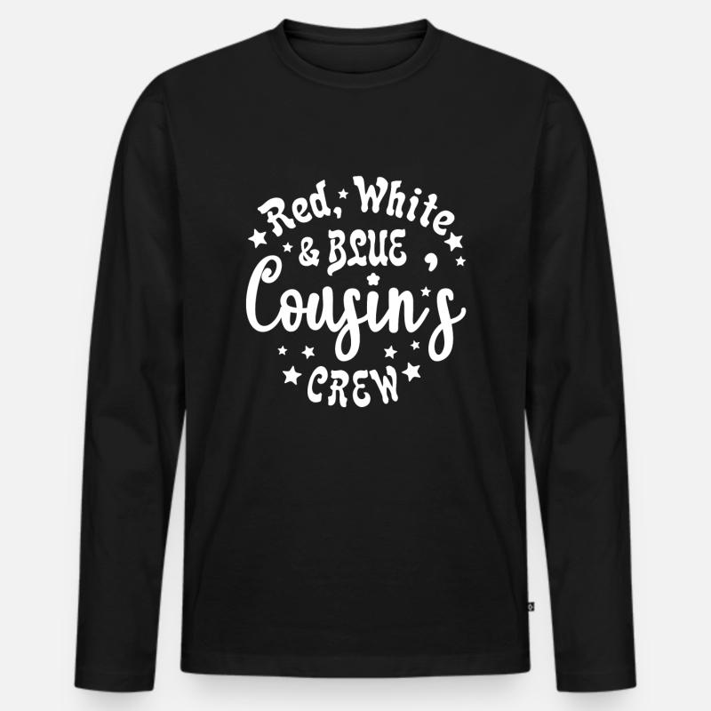 Red White Blue Cousins Crew - Männer Premium Bio Langarmshirt - Schwarz