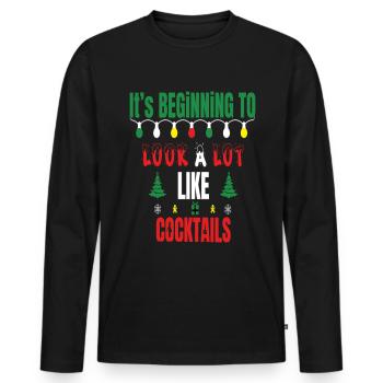 It's Beginning to Look a Lot Like Cocktails - Männer Premium Bio Langarmshirt - Schwarz - Vorne - Nico (187cm)