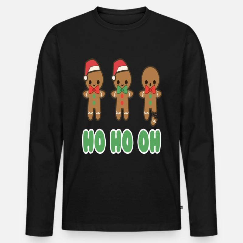 Christmas Gingerbread Man - Männer Premium Bio Langarmshirt - Schwarz