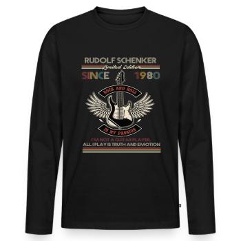 Rudolf Schnker Édition Limitée - T-shirt manches longues Premium bio Homme - noir - Devant - Nico (187cm)
