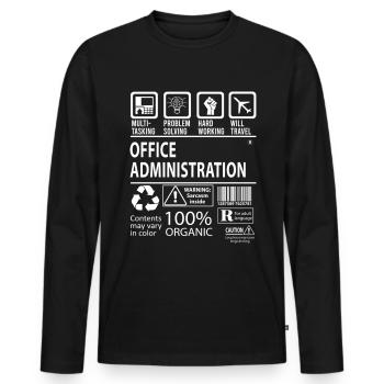 Administration Office Multitâche - T-shirt manches longues Premium bio Homme - noir - Devant - Nico (187cm)