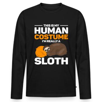 C’est mon costume humain, je suis vraiment un paresseux - T-shirt manches longues Premium bio Homme - noir - Devant - Nico (187cm)