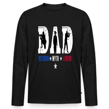 Proud Dad Veteran Myth Legend American Flag - Men's Premium Organic Long Sleeve Shirt - black - Front - Nico (187cm)