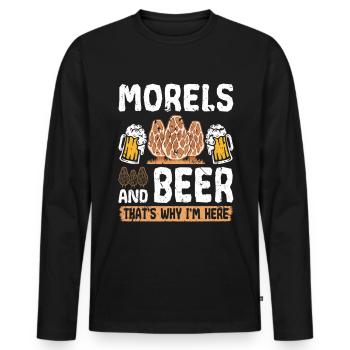 Beer Drinking Morel Hunting - Männer Premium Bio Langarmshirt - Schwarz - Vorne - Nico (187cm)
