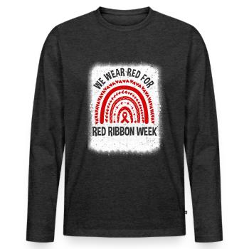 Red Ribbon Week We Wear Red Ribbon Week Awareness - Männer Premium Bio Langarmshirt - Anthrazit meliert - Vorne - Nico (187cm)