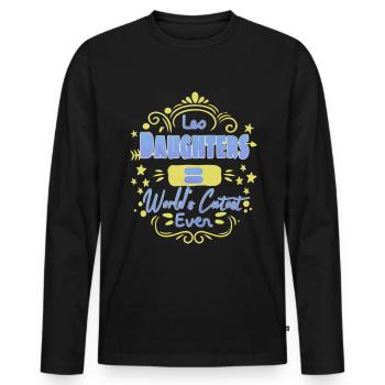 La citation de famille la plus mignonne de Leo Daughters World - T-shirt manches longues Premium bio Homme - noir - Devant - Nico (187cm)