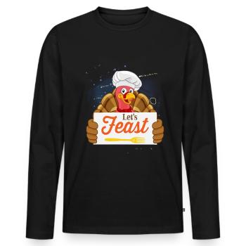 Turkey Thanksgiving Turkey Feast - Men's Premium Organic Long Sleeve Shirt - black - Front - Nico (187cm)