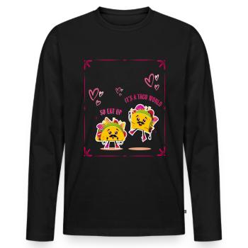 C’est un monde de tacos alors mangez le dessin animé - T-shirt manches longues Premium bio Homme - noir - Devant - Nico (187cm)