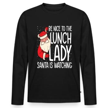 Soyez NIce au déjeuner que Lady Santa regarde - T-shirt manches longues Premium bio Homme - noir - Devant - Nico (187cm)
