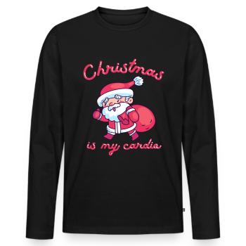 Christmas Is My Cardio - Men's Premium Organic Long Sleeve Shirt - black - Front - Nico (187cm)