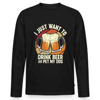 Je veux juste boire de la bière Pet mon chien Je houble I Bière - T-shirt manches longues Premium bio Homme - noir - Devant - Nico (187cm)