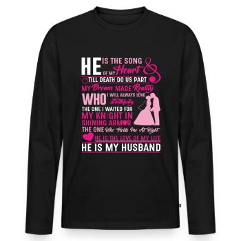 Mon mari Il est la chanson de mon cœur - T-shirt manches longues Premium bio Homme - noir - Devant - Nico (187cm)
