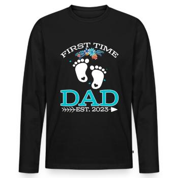 First Time Dad 2023 - Men's Premium Organic Long Sleeve Shirt - black - Front - Nico (187cm)