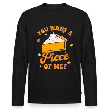 Tarte à la citrouille Thanksgiving Vous voulez un morceau de moi - T-shirt manches longues Premium bio Homme - noir - Devant - Nico (187cm)