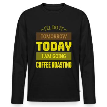 I am going to Coffee Roasting Coffee Roasting - Men's Premium Organic Long Sleeve Shirt - black - Front - Nico (187cm)