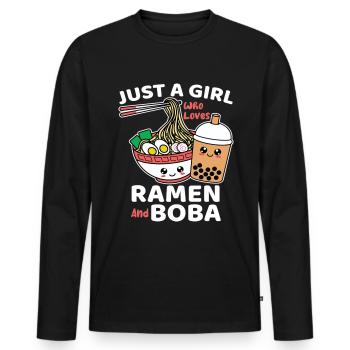 Just A Girl Who Loves Ramen And Boba - Men's Premium Organic Long Sleeve Shirt - black - Front - Nico (187cm)