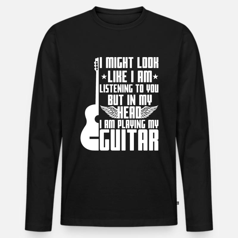 Gitarre Sprüche - Männer Premium Bio Langarmshirt - Schwarz