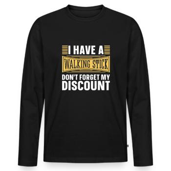 Pension de retraité drôle N’oubliez pas ma réduction - T-shirt manches longues Premium bio Homme - noir - Devant - Nico (187cm)