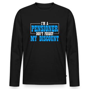 Pension de retraité drôle N’oubliez pas ma réduction - T-shirt manches longues Premium bio Homme - noir - Devant - Nico (187cm)