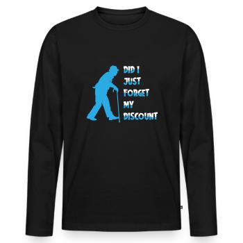Pension de retraité drôle N’oubliez pas ma réduction - T-shirt manches longues Premium bio Homme - noir - Devant - Nico (187cm)