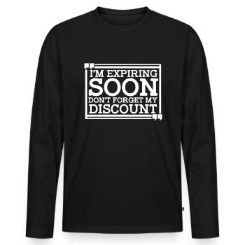 Pension de retraité drôle N’oubliez pas ma réduction - T-shirt manches longues Premium bio Homme - noir - Devant - Nico (187cm)