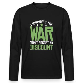 Pension de retraité drôle N’oubliez pas ma réduction - T-shirt manches longues Premium bio Homme - noir - Devant - Nico (187cm)