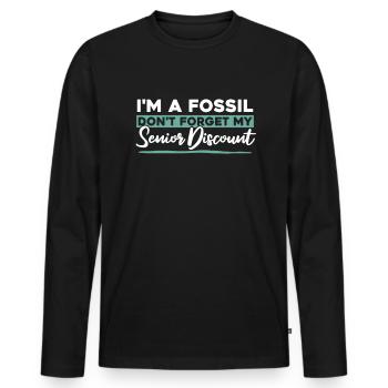 Rentner Rente Fossil - Männer Premium Bio Langarmshirt - Schwarz - Vorne - Nico (187cm)