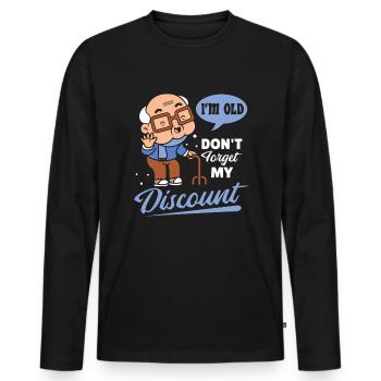 Pension de retraité drôle N’oubliez pas ma réduction - T-shirt manches longues Premium bio Homme - noir - Devant - Nico (187cm)