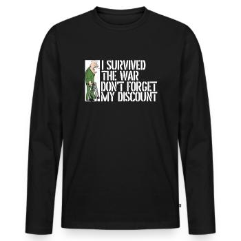 Pension de retraité drôle N’oubliez pas ma réduction - T-shirt manches longues Premium bio Homme - noir - Devant - Nico (187cm)