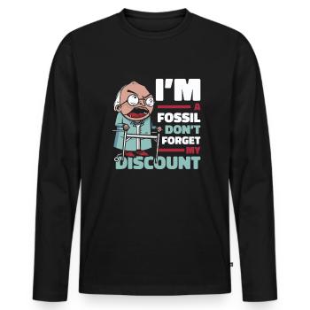 Retraite Pension Humour N’oubliez pas ma réduction - T-shirt manches longues Premium bio Homme - noir - Devant - Nico (187cm)
