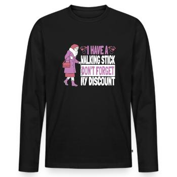 Pension de retraité drôle N’oubliez pas ma réduction - T-shirt manches longues Premium bio Homme - noir - Devant - Nico (187cm)