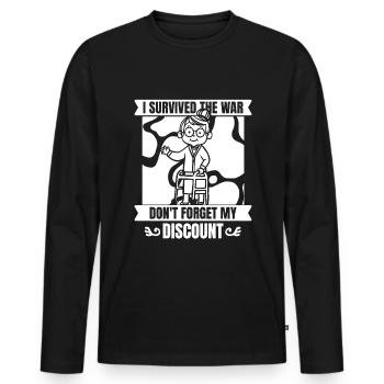 Pension de retraité drôle N’oubliez pas ma réduction - T-shirt manches longues Premium bio Homme - noir - Devant - Nico (187cm)