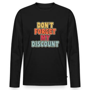 Pension de retraité N’oubliez pas ma réduction - T-shirt manches longues Premium bio Homme - noir - Devant - Nico (187cm)