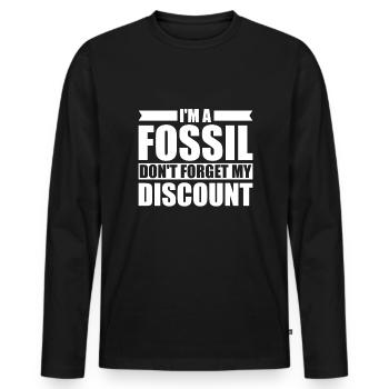 Pension de retraité drôle N’oubliez pas ma réduction - T-shirt manches longues Premium bio Homme - noir - Devant - Nico (187cm)