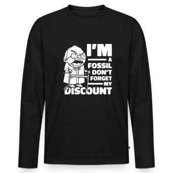 Pension de retraité N’oubliez pas ma réduction - T-shirt manches longues Premium bio Homme - noir - Devant - Nico (187cm)