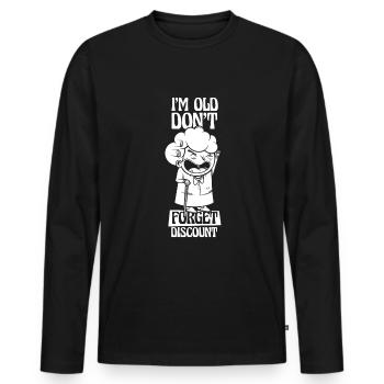 Pension de retraité drôle N’oubliez pas ma réduction - T-shirt manches longues Premium bio Homme - noir - Devant - Nico (187cm)