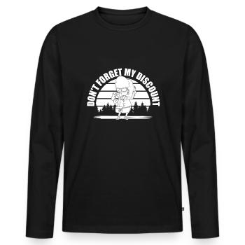 Pension de retraité N’oubliez pas ma réduction - T-shirt manches longues Premium bio Homme - noir - Devant - Nico (187cm)