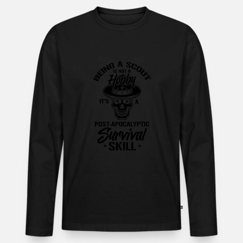 Pfadfinder Schädel - Männer Premium Bio Langarmshirt - Schwarz