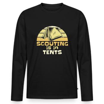 Boy Scout Humor Scouting Is In Tents - Men's Premium Organic Long Sleeve Shirt - black - Front - Nico (187cm)